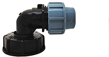 Conector de rosca de tanque IBC POWERTOOL IBC adaptador de tanque S60X6 a Mdpe accesorios de tubería de agua para tanques de agua IBC (salida de codo 25 mm)