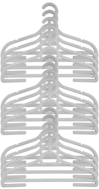12 x Children Coat Hangers for Clothes Kids Child Baby Non-Slip Bulk Strong 100% Recycled Plastic Hangers 29cm x 18cm - Grey