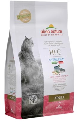 almo nature HFC Adult Sterilised, Crocchette per Gatti Adulti - Salmone Fresco - Sacco da 1,2 kg