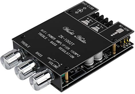 Amplificateur HiFi, Mini Bluetooth 5.0 Module amplificateur audio stéréo, ZK-1002T 2.0 canaux 200 W Amplificateur numérique Récepteur