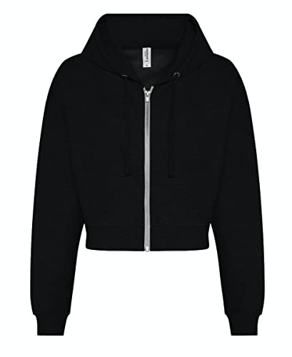 noTrash2003 Sweat à capuche pour femme avec fermeture éclair - Coupe cropped - Style boléro - XXS-XL - 5 couleurs (XL, noir)