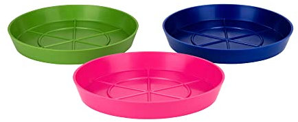Hum Flowerpots Pack of 3 Saucers, Sturdy Drip Trays, Choice of Size and Colour, for Outdoor/Indoor Plant Pots - 19cm, Multi