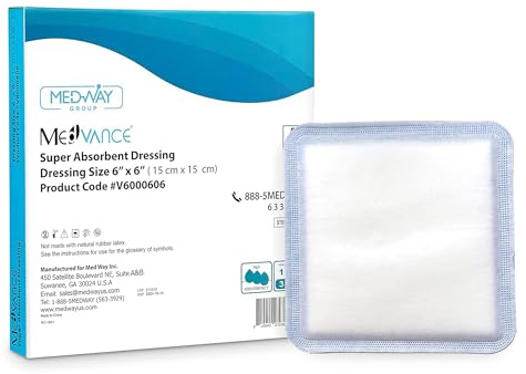 MedVance Super Absorbent Wound Dressing, Non-Adhesive Pads, 6x6, Box of 5