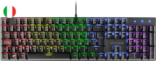 Mars Gaming MK422 Nero, Tastiera Gaming Meccanica RGB, Antighosting, Switch Meccanico Blu, Lingua Italiana