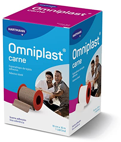 OMNIPLAST Esparadrapo Resistente para la Sujeción de Apósitos y Vendajes; Color Carne; 10cmx10m, 1.0 unidad