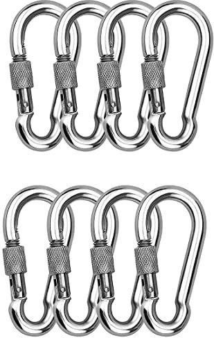 OULVLIFE Verschlusskarabiner, Hochleistungskarabiner, 60mm Karabinerhaken aus verzinktem Kohlenstoffstahl mit Schraubverschluss (Not Geeignet Felsklettern)