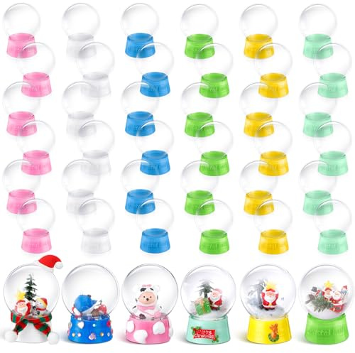 Mifoci 36 Pcs 4 Inch Christmas DIY Snow Globe Clear Plastic Water Globe Bulk Empty Fillable Snow Globes with Screw Off Cap Keepsake Globe Display Case for DIY Crafts Kids Ornaments Home Decoration