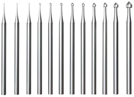 Putiqcher 12 Pcs Cylinder-Cone Shape Carving Burr Sets, 3/32 Inch Shank Jewelry Making Stone Setting Burs for Lapidary Easy Install