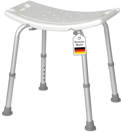 DIVID® Duschhocker Weiß DH-002, Rutschfester Duschsitz, Rechteckig, Badesitz, Badesitz, Duschhilfe, Höhenverstellbar, Anti-Rutsch Duschstuhl