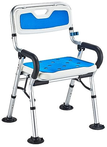 ZGFOZJGC Silla de Ducha Plegable conbrazos, Asiento de Seguridad para Ducha, Silla de Ducha para discapacitados, Silla de bañera, cojín de Espuma para baño, Asiento para Personas con Movilidad reduc