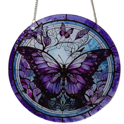 Arbre D'ornement De Fenêtre - Attrape-Soleil Papillon pour Fenêtres, Arbre De Vie Acrylique/Libellule/Papillon Coloré | Attrape-Soleil Décoratif en Vitrail De Jardin, pour L'extérieur