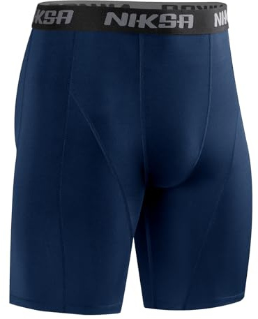 Niksa 1 o 2 pack de pantalones cortos de compresión para hombre, secado rápido, capa base, calzoncillos deportivos, ropa interior funcional para hombre, marine, L