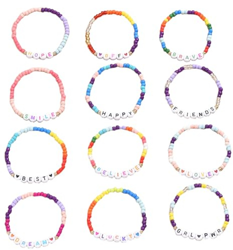 Jatipy Jatipy12-Piece Friendship Bracelet Set – Colorful Handmade Woven Bracelets for Girls – Adjustable Friendship Bracelets for Best Friends, Party Favors, Birthday Gifts & More