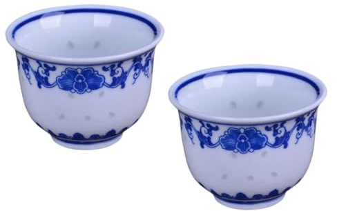 FUNNETOYU 2 pezzi Tazze da Tè in Porcellana Vintage Coppa Kung Fu Stile Cinese per Degustazione Quotidiana di Tè Oolong e Design Retrò Elegante per Casa e Ufficio