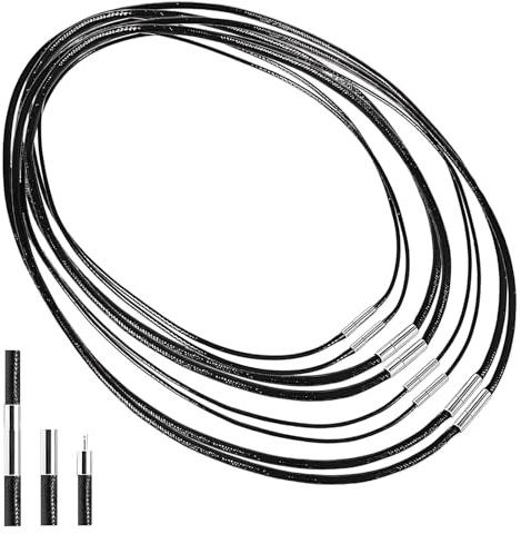 Rbleote 8 Stück Lederkette Herren, Lederhalsband Damen, Lederkette Mit Verschluss, Kunstleder Halskette Schwarz, Seilstärke 3mm, Länge 45cm-70cm, für Armbänder Halsketten Diy Handwerk