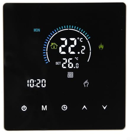 Smart termostat med pekskärm för golvvärme med programmerbara inställningar för hem, kontor, hotell och köpcentrum (WiFi svart 25A)