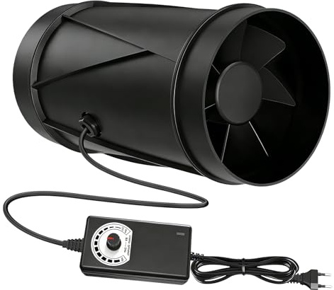 Ventilador de tubo de 150 mm, 587 m³/h, ventilador de salida de humo regulable para circulación del aire en jardín de invierno, sótano, taller y tienda de cultivo, ventilador con regulación de