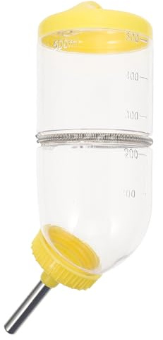 OHPHCALL Bebedero para Hámster Clip Resorte, Botella de Agua de Plástico 500ml Amarilla, Accesorio Práctico para Chinchillas y Pequeños Roedores, Suministro Antigoteo para Jaulas
