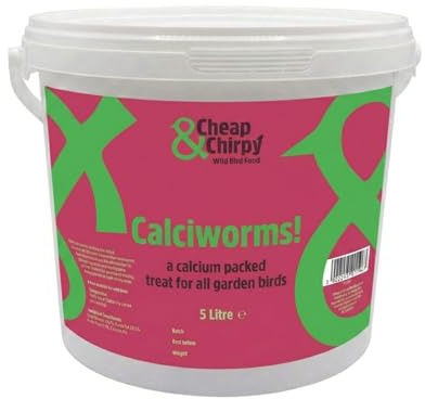 Cheap & Chirpy Calciworms For Wild Birds - 5 Litre Tub - Wild Bird Food - Calci Worms & Hedgehog Food Dry - Robin Feed (packaging may vary)