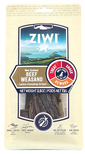ZIWI Kau-Leckerlis für Hunde, natürlich, luftgetrocknet, einzelnes Protein, getreidefrei, hochwertiges Leckerli, Snack, Belohnung (Rindfleisch-Weasand), 70,9 g (1 Stück)