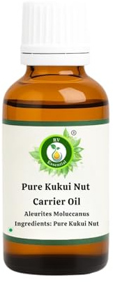 R V Essential Pure Kukui Nut Carrier Oil 10ml (0.338oz)- Aleurites Moluccanus (100% Pure and Natural Cold Pressed)