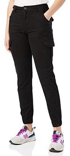 Urban Classics Damen Ladies High Waist Cargo Pants Hose, Schwarz (Black 00007), W(Herstellergröße: 29)