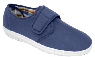 Chums Men's Wide Fit Canvas Touch and Close Shoe | Wider (G) Fitting Comfort Footwear, Easy Access