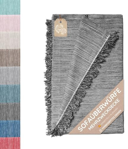 Colcha Multiusos; Plaid sofa, Manta Foulard, Cubre cama, foulard para sofas de Algodón y otras fibras acabado de calidad Fabricado en España. (Gris Oscuro JASP. 06, 180x260cm)
