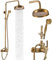 Airuida Duscharmatur, freiliegendes Rohr-Duschsystem, Messing, 20,3 cm, Doppelfunktionen, Regenfall, Überkopf mit Handbrause, Messingumsteller, Badezimmer-Duscharmatur, Kombi-Einheitsset,
