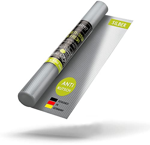 LILENO HOME Tappetino per cassetti 30 x 150 cm (argento) set da 1 Tappetino antiscivolo per cassetti come inserto per cassetto per frigorifero inserto tagliabile come tappetino antiscivolo per cucina