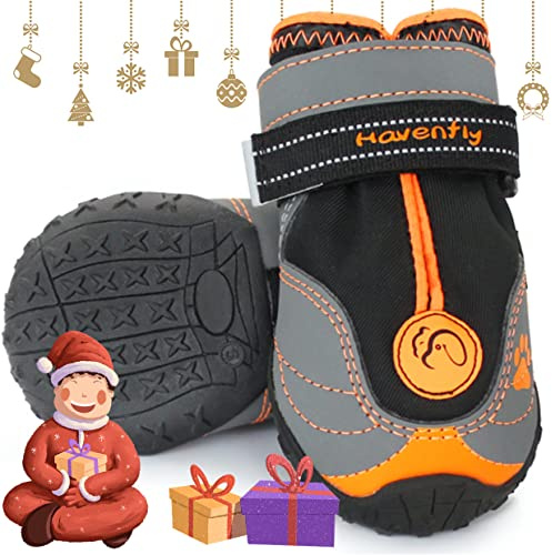 Havenfly 2PCS Botas Protectoras para Perros,Zapatos Impermeables para Perros con Correas Ajustables,Senos Antideslizantes Reflectantes y Robustos,Diseñados para Perros Medios y Grandes (2 PCS, 3)