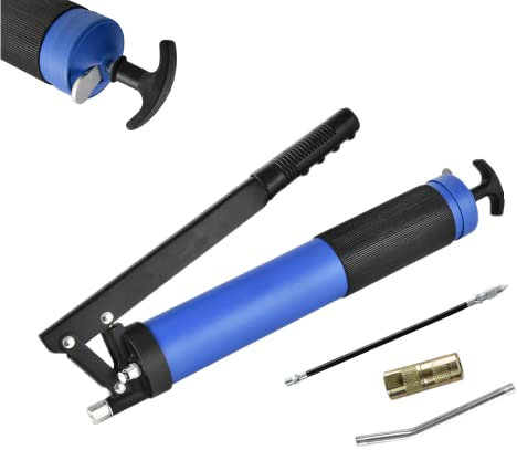 Qimu Manual Grease Gun Set, with hard tube, hose, flat nozzle, suitable for excavators, agricultural machinery, ships, car maintenance, etc