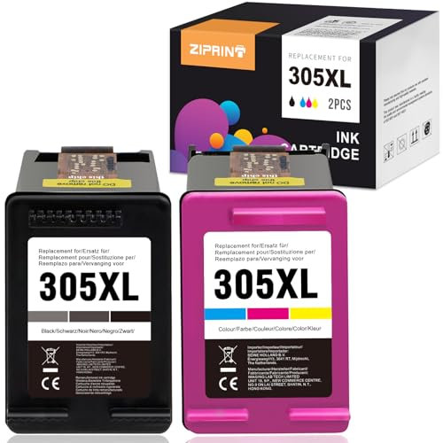 ZIPRINT 305 XL Patronen Kompatibel für HP 305 Druckerpatronen für DeskJet 2700 2720 2710 DeskJet Plus 4120 4130 4110 4100 Envy 6000 6010 6020 6030 6032 Pro 6400 6420 (Schwarz/Farbe,2-Pack)