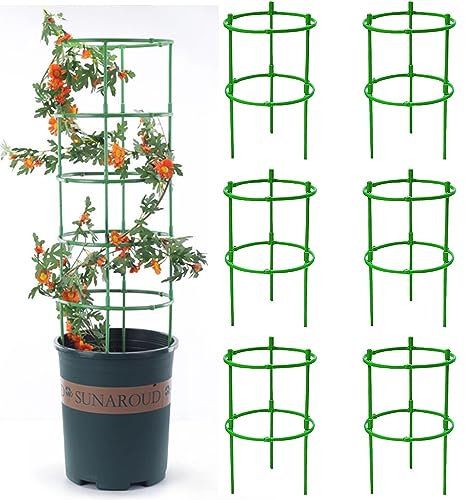 UCLEVER 6 Stück Pflanzenringe rund, pflanzstützen rund Stapelbar Staudenhalter Garten Stützring, Pflanzenhalter Ringkäfig für Pflanzen, Blume, Monstera, Hortensien, Rosen, Tomaten