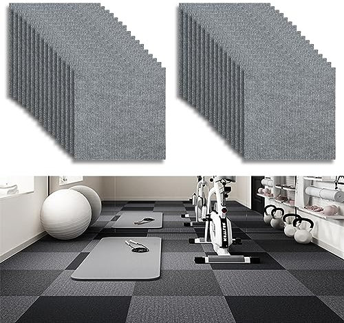 Teppichfliesen Selbstklebend, 30 x 30cm Teppich Bodenbelag, Filzfliesen, Nadelfilz Teppichboden Selbstliegend, Rutschfest Teppich Fliesen für Büro Gewerbe Haus Schlafzimmer Flur (32 Stück, Hellgrau)