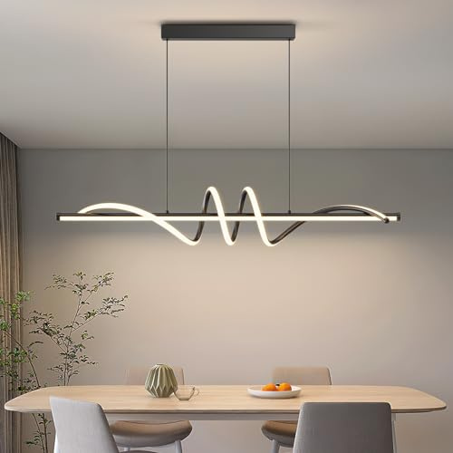 LannlKer Modern LED Pendant Lights, 39in Chandelier Dimmable with Remote Control 3000k-6000K Adjustable Color Temperature, Aluminum Island Lighting Lamp Fixture for Kitchen, Dining Room, Billiard Room