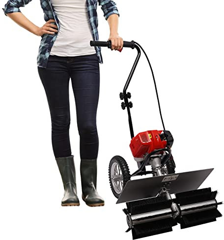 Power Broom Balayeuse à main 43 cc 2 temps 1,7 HP Moteur Brosse à gazon artificiel Power Broom Balayeuse manuelle pour gazon artificiel