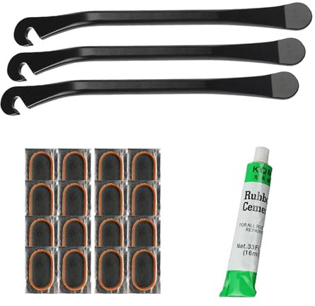 GOWTX 3 Reifenheber Fahrrad, Metall Reifenheber Reparatur, Ergonomisch Reifenheber Metall, Kohlenstoffstahl Montierhebel, Reifenheber Eisen mit Aufnäher/Kleber für Fahrräder Rennräder Mountainbikes