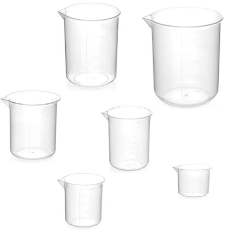 4 Pezzi Misurino Graduato Trasparente Bicchieri Graduati in Plastica Misurino per Liquidi 25ml 50ml 100ml 150ml 250ml 500ml per la Cura Dell'auto Laboratorio