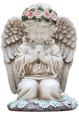 Zinueen Statue du Jardin des Anges, LumièRe d'ange Priant, Lampe Solaire Exterieur Decorative, Imperméable, Lanterne Solaire Exterieur Jardin, pour Terrasse,Pelouse,Cour, Tombe
