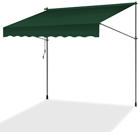 Tenda da sole a braccio articolato retrattile con morsetto e manovella regolabile in altezza, protezione solare per terrazza, casa, giardino, balcone, beige (200,7 cm)