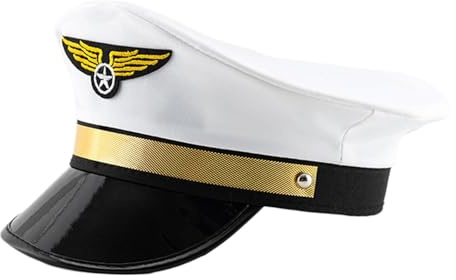 Shaersu Sombrero de capitán piloto, gorra de cosplay, sombreros de piloto ajustables, gorras de avión de capitán de aviación, sombreros de capitán de la marina para adultos, accesorios de disfraz