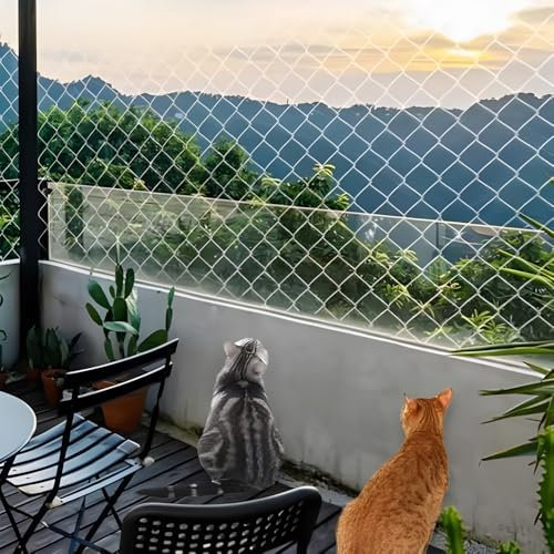 JOAASU Filet Chat Balcon, 10 x 3m Filet de Protection Chat, Filet Anti Oiseaux avec Serre-Câbles, Crochets et vis d'expansion, FiletChat pour Balcons, Terrasses et Fenêtres