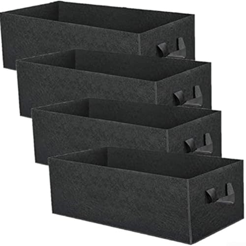 Borsa rettangolare in feltro per piantare piante in tessuto non tessuto ispessito contenitore per piante vegetali con manici, confezione da 4 (50 x 30 x 20)