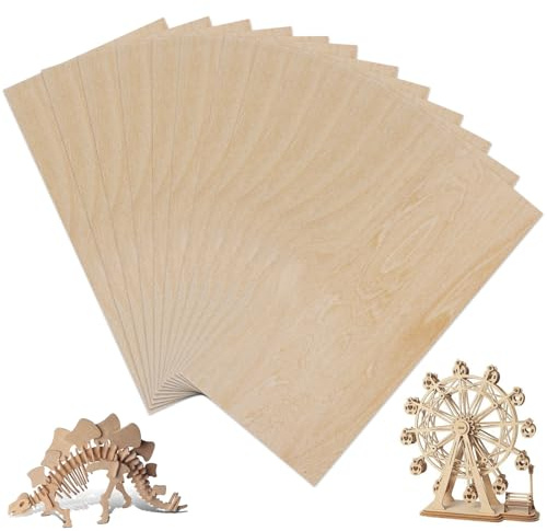 Vylro 12 Pezzi Fogli di Legno di Balsa,200mm×100mm Compensato 2mm,Fogli di Legno Sottili per Modellare,Tavole Modello per Fai Da Te Progetti,Casa Decorazioni,Lavorazione Modelli e Lncisione
