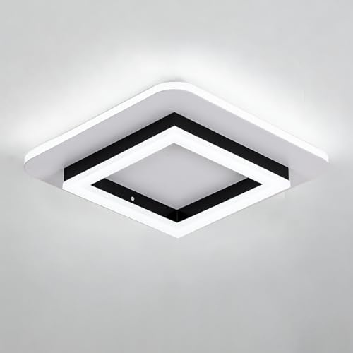 Mucenqian 10 inch Modern Ceiling Light Full Spectrum LED 6000K Cool White Light, Suitable for hallways, corridors, entrances, Balconies, garages, Changing Rooms, etc. (Black and White)