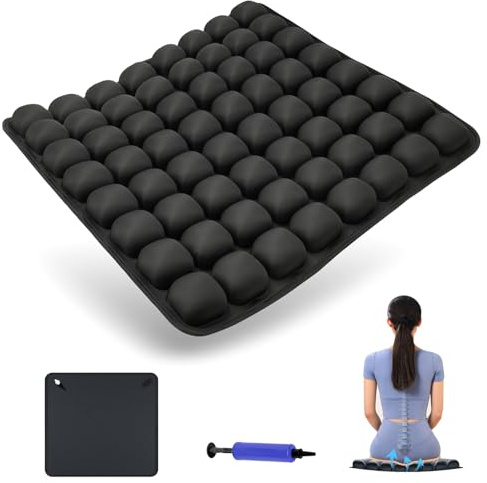 Blomise Inflatable Pressure Relief Cushion for bottoms– Adjustable 3D Airbag Seat Pad with Pump & Storage Bag, Ideal for Car, Office Chair, Wheelchair & Airplane Travel Comfort