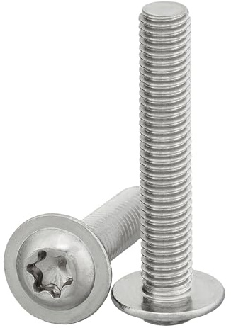DSM-Verbindungstechnik Linshuvudskruv med fläns + insexnyckel/Torx (ISR, TX) enligt ISO 7380-2 - 10 stycken platt huvudskruvar med fläns i rostfritt stål A2 V2A, komplett gänga M8 x 20 mm