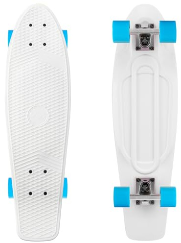 KMX Mini Cruiser Skateboard Monopatín, Retro Blanco 27 Pulgadas