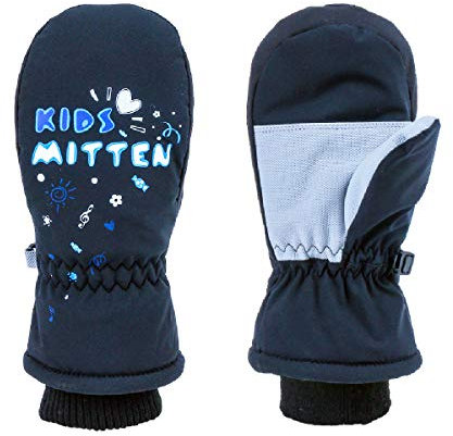 Azarxis Niños Mitones de Invierno Cálidos Manoplas de Esquís Guantes para Clima Frío a Prueba de Viento Snowboard al Aire Libre (Negro, XXS (para niños de 3 a 5 años))